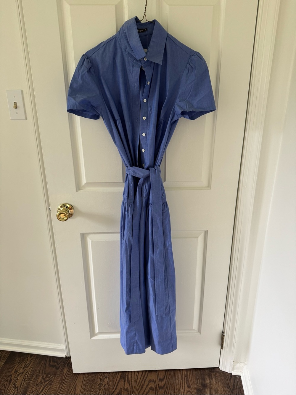 Classic J. McLaughlin Blue Shirtwaist Dress with Tie Belt NWT